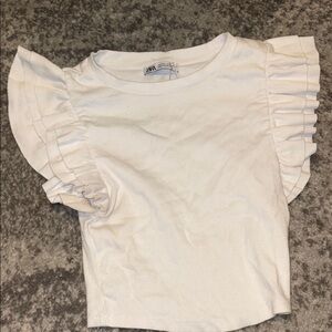 Zara women’s  White Ruffle Sleeve Top